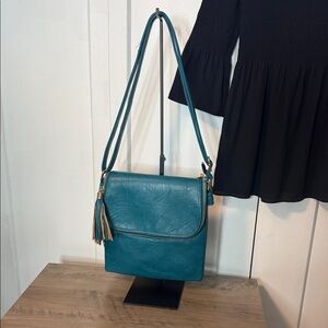 Long & Son London | Turquoise Tassel Shoulder Bag - adjustable length strap -